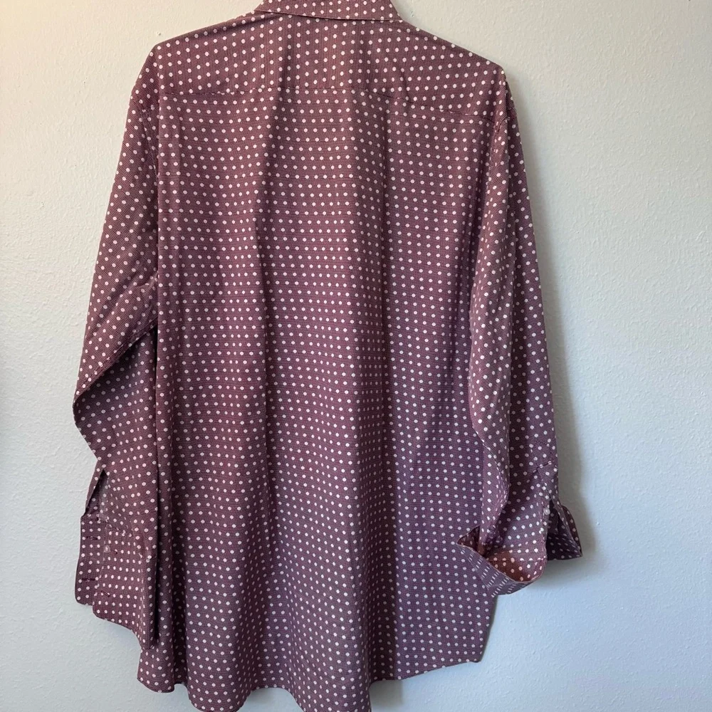 Stacy Adams Burgundy Polka Dot Dress Shirt – Size 18.5/37 $22 - Picture 6 of 6